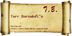 Tarr Barnabás névjegykártya